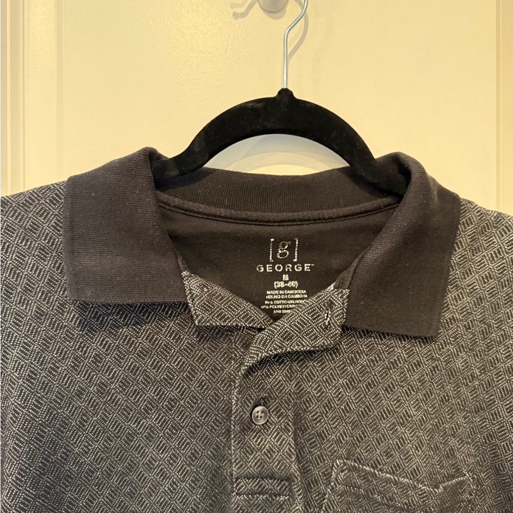 George Men's Charcoal Textured Polo Shirt